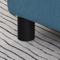 HOMCOM Reposapiés Salón de Tela de Lino Taburete Bajo con Asiento Acolchado Marco de Madera Patas Azul Oscuro(m-8)