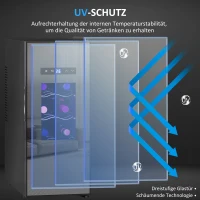HOMCOM Wijnkoelkast voor 12 Flessen met Glazen Deur en LED-Licht, Touch-Screen, Zwart(m-8)