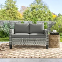 Outsunny Two-Seater Rattan Outdoor Sofa - Light Grey(m-9)
