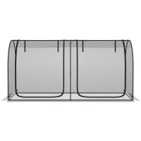 Outsunny 2,49 x 1,2m Tuinnet, Plantenbeschermingstent met Deur, Winddicht Ongediertenet met Stalen Frame, Zwart(m-8)