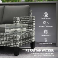 Outsunny Two-Seater Rattan Outdoor Sofa - Light Grey(m-5)