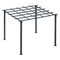 Outsunny Gazebo Pergola da Giardino 3x3m Decorabile con Rampicanti in Metallo Nero(m-1)