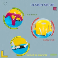 Leagan Copii 3 in 1 Outsunny – Cu Spatar si Centuri(m-6)