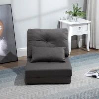 HOMCOM Opvouwbare Bodemstoel Slaapmat, 2-in-1 Ontwerp, Afneembaar Kussen, 60 x 80 x 56 cm, Donkergrijs(m-12)