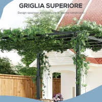 Outsunny Gazebo Pergola da Giardino 3x3m Decorabile con Rampicanti in Metallo Nero(m-5)