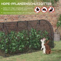 Outsunny 2,49 x 1,2m Tuinnet, Plantenbeschermingstent met Deur, Winddicht Ongediertenet met Stalen Frame, Zwart(m-4)