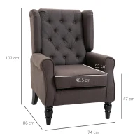 Fabric Tufted Club Accent Sofa Chair Home Décor with Extra Wide Seat, Wooden Legs, Brown(m-3)