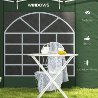Outsunny Zijwanden voor 3 x 3 / 3 x 6 m paviljoen, zijzeilen met venster, deur, reserve wanden voor partytent, Oxford stof, groen(m-6)