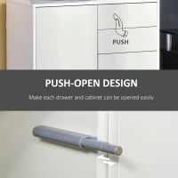 HOMCOM High Gloss Sideboard, Storage Cabinet with Drawers, Door Cupboard and Push-Open Design, White(m-6)