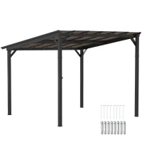 Outsunny 3 x 3 m Metalen Pergola, Tuinpergola met Waterdicht Dak, Vrijstaand, Windbestendig, UV-bestendig, Donkergrijs(m-10)