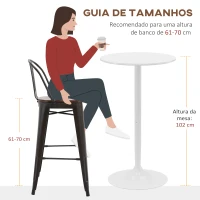 HOMCOM Mesa de Bar Redonda Mesa Alta de Cozinha Moderna com Estrutura de Aço para 2 Pessoas Ø60x102 cm Preto(m-7)