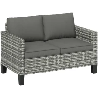 Outsunny Two-Seater Rattan Outdoor Sofa - Light Grey(m-1)