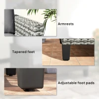 Outsunny Two-Seater Rattan Outdoor Sofa - Light Grey(m-7)