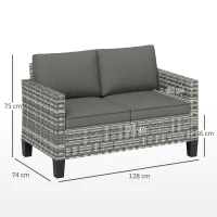 Outsunny Two-Seater Rattan Outdoor Sofa - Light Grey(m-3)