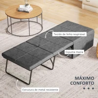 HOMCOM Cama Dobrável 68x180 cm com Colchão de Espuma Cama Dobrável com Capa de Proteção Cama de Convidados Carga 120 kg Cinza(m-4)