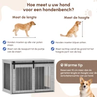PawHut Hondenbench met schuifdeur, ventilatie, spaanplaat en staal, 98 x 58 x 61 cm, Grijs(m-3)