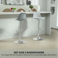 HOMCOM 2-delige Barkrukset, Barkrukken, Draaistoelen met rugleuning, in hoogte verstelbaar, tot 120 kg belastbaar, 42 x 38 x 82-104 cm, Grijs(m-4)