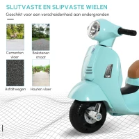 HOMCOM VESPA elektrische motorfiets kindermotorfiets elektrisch voertuig 18-36 maanden 3 km/h LED licht geluid PP-kunststof metaal groen 66.5 x 38 x 52 cm(m-5)
