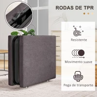 HOMCOM Cama Dobrável 70x180 cm com Colchão de Espuma Cama Dobrável com Encosto Ajustável em 5 Posições e Rodas Marrom(m-7)