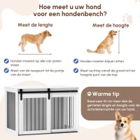 PawHut Hondenkooi met Schuifdeur, Ventilatie, Spaanplaat en Staal, 98 x 58 x 61 cm, Wit(m-3)