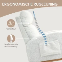 HOMCOM Schommelstoel, Relaxstoel, Dikke Vulling, Knusse Bekleding, Houten Frame, tot 120 kg Draagvermogen, Crèmewit(m-7)