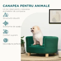 PawHut Canapea pentru Caini si Pisici cu Spatar si Perna Detasabila Verde(m-7)