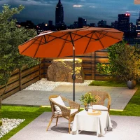 Outsunny Umbrela de soare de gradina basculabila dubla cu deschidere cu manivela, copertina cu orificii de ventilatie si 12 nervuri, 295x152x222cm, rosu(m-10)