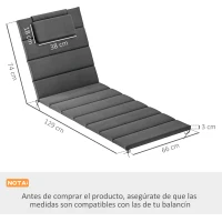 Outsunny Pack 2 Cojines para Tumbonas Plegables 203x66x3 cm con Reposacabezas y Correas de Sujeción Gris Oscuro(m-3)