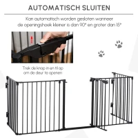 PawHut 2-in-1 Afsluithek, Huisdieren Speelplaats, Veiligheidshek, Opvouwbaar, Metaal, 300 x 3 x 74,5 cm, Zwart(m-7)