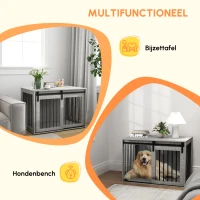 PawHut Hondenbench met schuifdeur, ventilatie, spaanplaat en staal, 98 x 58 x 61 cm, Grijs(m-6)