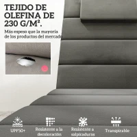 Outsunny Pack 2 Cojines para Tumbonas Plegables 203x66x3 cm con Reposacabezas y Correas de Sujeción Gris Oscuro(m-4)