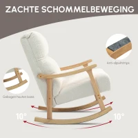 HOMCOM Schommelstoel met Fluweelachtige Bekleding, Ergonomische Rugleuning, Belastbaar tot 120 kg, 65B x 90T x 98H cm, Roomwit(m-4)