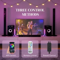 HOMCOM 2-Delige LED Lampenset, Tafellamp met App- en Afstandsbediening, Muzieksynchronisatie, Kleurmodi, Timer, Wit(m-5)