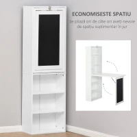HOMCOM Birou Pliabil 2‑in‑1 – Cu Biblioteca si Tabla, Alb(m-4)