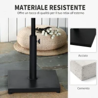 Outsunny Base per Ombrellone 13kg in Cemento con Finitura Lucida, 40x40x43cm, Nero(m-5)