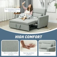HOMCOM 2-zitsbank met bedfunctie, verstelbare rugleuning, gestoffeerde bank, fluwelen look, voor woonkamer, slaapkamer, lichtgrijs(m-5)