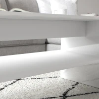 HOMCOM Mesa de Centro Mesa Auxiliar com Compartimento Aberto Mesa de Café para Sala de Estar 100x40x41,5 cm Branco Brilhante(m-9)