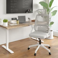 Vinsetto Cadeira de Escritório de Malha Cadeira de Escritório Giratória com Altura e Apoio para a Cabeça Ajustáveis 58x61x102-119 cm Cinza(m-2)