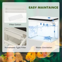 PawHut 41 Liter Glas-Aquarium met Filtersysteem, LED-Verlichting, Waterpomp, voor Diverse Vissoorten, Wit(m-4)