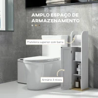 kleankin Armário Casa de Banho Armário Auxiliar Casa de Banho com Prateleiras Ajustáveis e Suporte para Papel Higiénico 20x20x80 cm Branco(m-4)