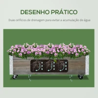 Outsunny Floreira Exterior com Rodas com Tecido não Tecido Floreira com Sistema de Drenagem 96x30,6x30 cm Madeira Acinzentada(m-6)