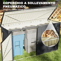 Outsunny Copribidoni in Acciaio per 3 Cassonetti da 240L con 2 Porte e Coperchio, 233x105x118.5/133 cm, Grigio Scuro(m-5)