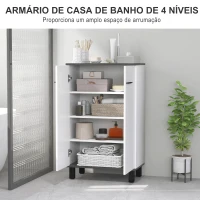 HOMCOM Armário Casa de Banho Móvel Auxiliar Casa de Banho com Portas Prateleiras Ajustáveis e Sistema Anti-Tombo 60x34x94 cm Branco(m-4)