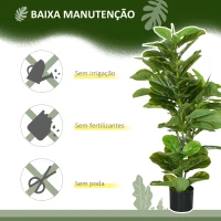 HOMCOM Conjunto de 2 Plantas Artificiais Ficus 110 cm com 90 Folhas Musgo e Vaso Planta Artificial Decorativa para Interior e Exterior Verde(m-5)