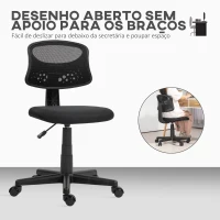 HOMCOM Cadeira de Escritório sem Apoio para os Braços com Encosto de Malha Respirável Altura Ajustável 43x48x78-88 cm Preto(m-4)