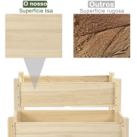 Outsunny Horta Elevada de Madeira de 2 Níveis Horta para Cultivo de Plantas Flores Verduras 86x85x72 cm Madeira(m-5)