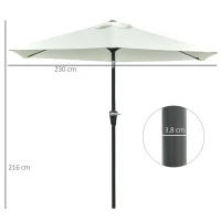 Outsunny Chapéu de Sol de Jardim Ø230x216 cm com Teto Ajustável Abertura Manual Impermeável para Terraço Pátio Piscina Praia Creme(m-3)