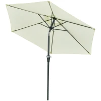Outsunny Chapéu de Sol de Jardim Ø230x216 cm com Teto Ajustável Abertura Manual Impermeável para Terraço Pátio Piscina Praia Creme(m-10)
