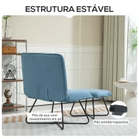 HOMCOM Poltrona Sala de Estar com Apoio para os Pés Poltrona Relax com Pés de Aço em Forma de Cruz Azul Claro(m-5)