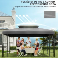 Outsunny Toldo de Substituição 4x3m para Pérgola de Jardim 2 Níveis Respirável com 10 Orifícios de Drenagem Cinza Claro(m-6)